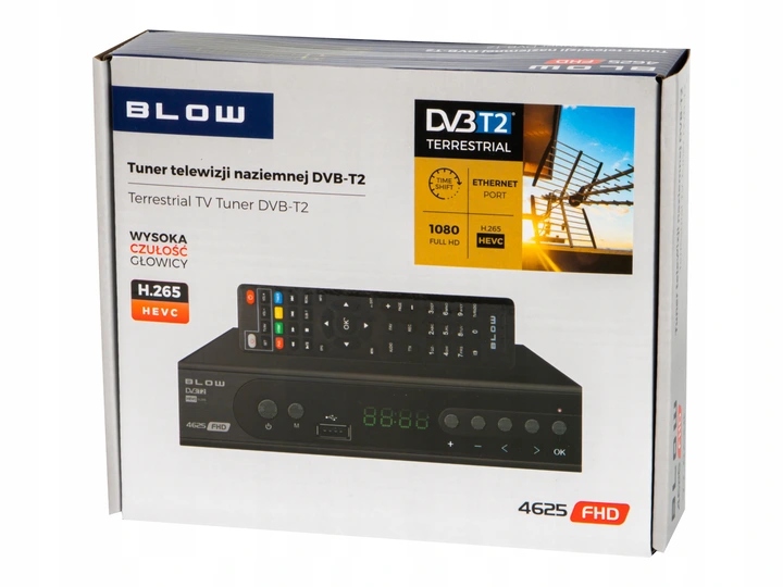 Tuner dekoder DVB-T DVB-T2 H.265 HEVC Kolor czarny