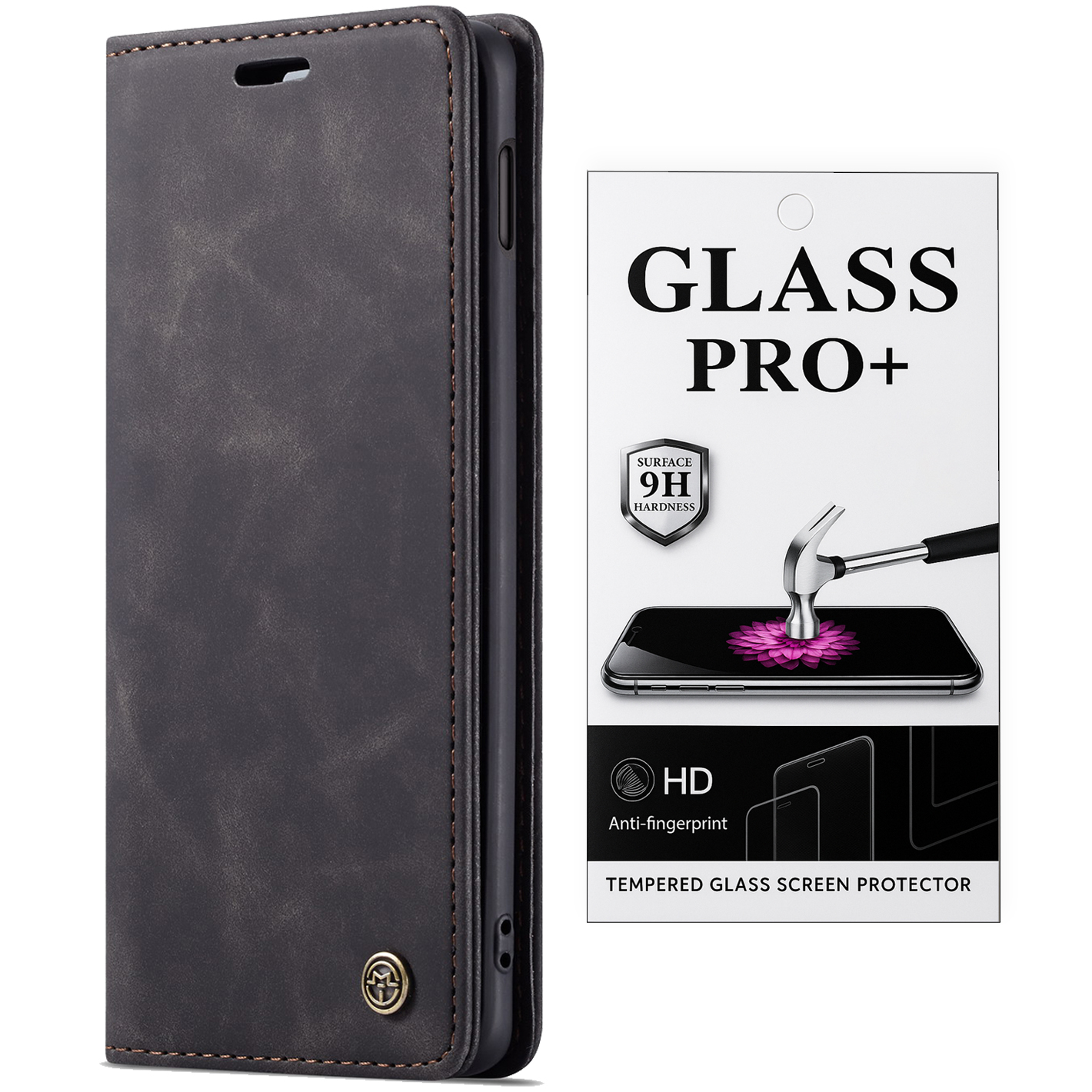 Skórzane Etui z Klapką do Samsung Galaxy S10e Czarny Szkło