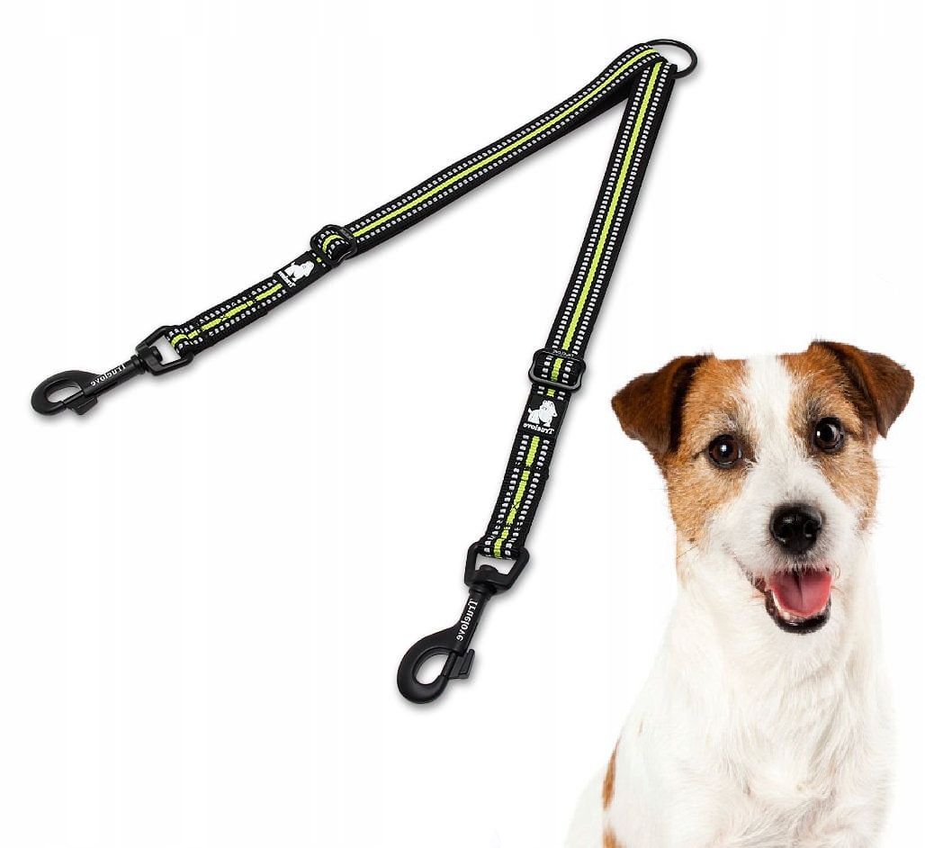 Levně Dvojháček Na Vodítko Pro Psa S Reflexní Regulací Truelove S 50 CM Černo-žlutým