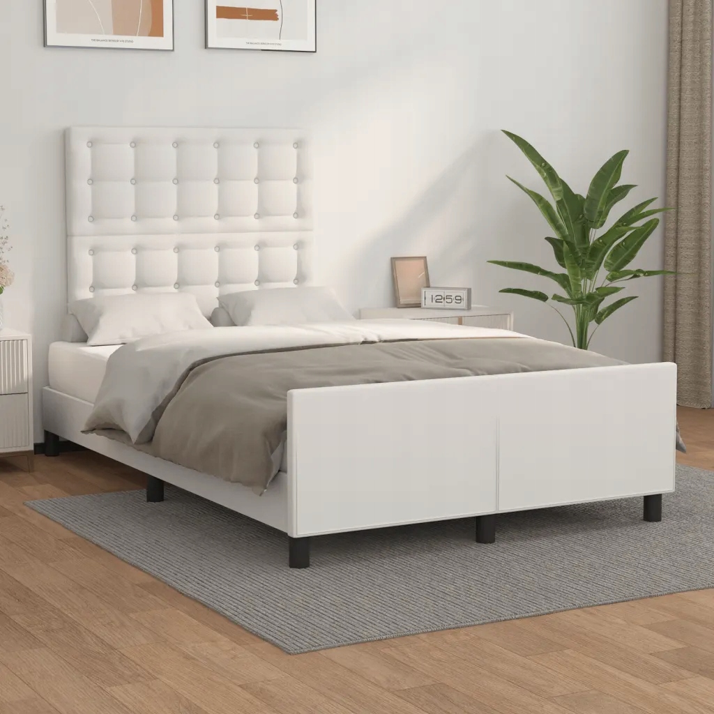 Rám postele s čelem bílý 120x200 cm umělá kůže Bílá 3125562