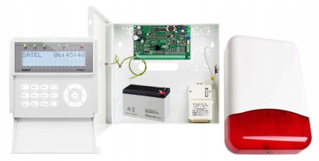 Zestaw Alarmowy Integra 32 Satel Akumulator Alarm Manipulator LCD Syrena