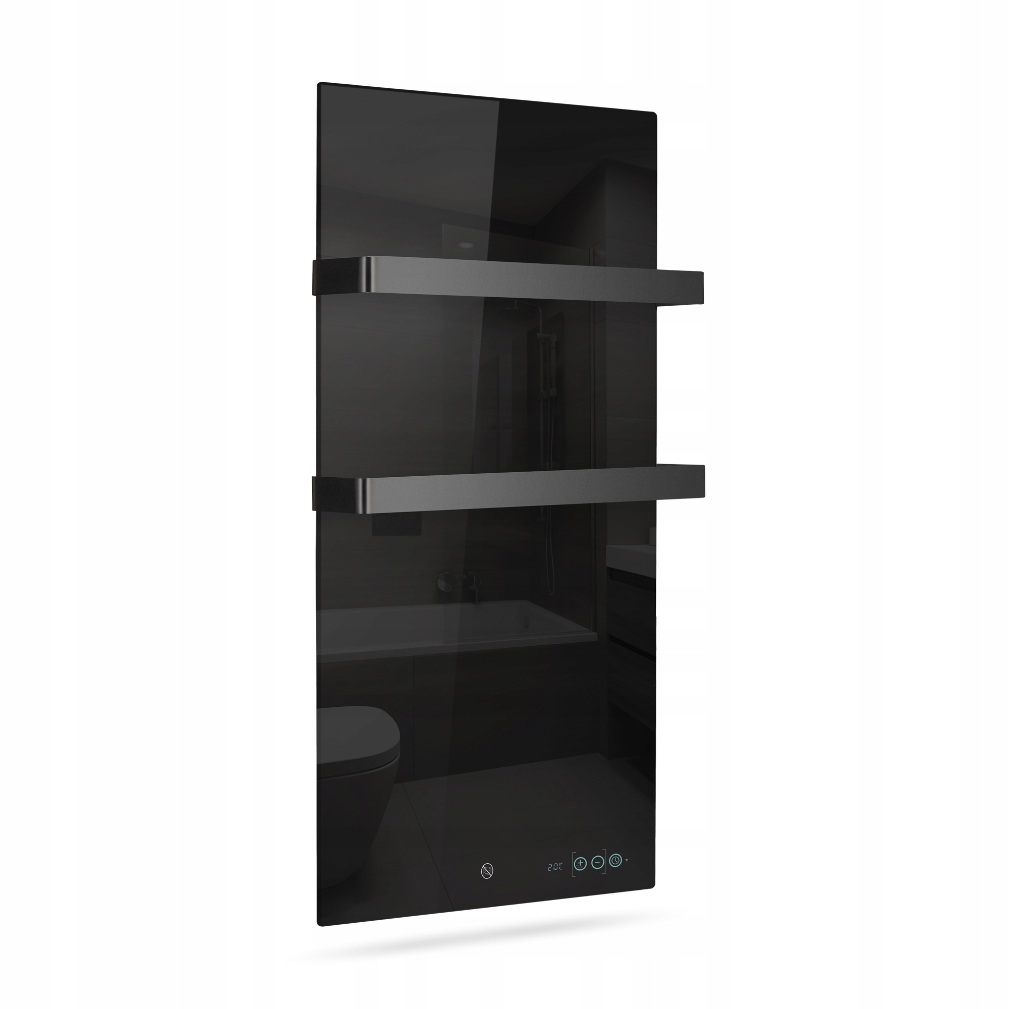 Sklenený kúpeľňový infračervený vykurovací panel v čiernej farbe TF-LB800