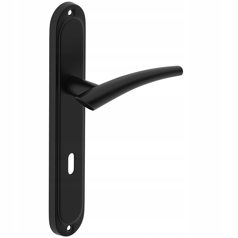 

czarna klamka długi szyld Roma na klucz pokojowy