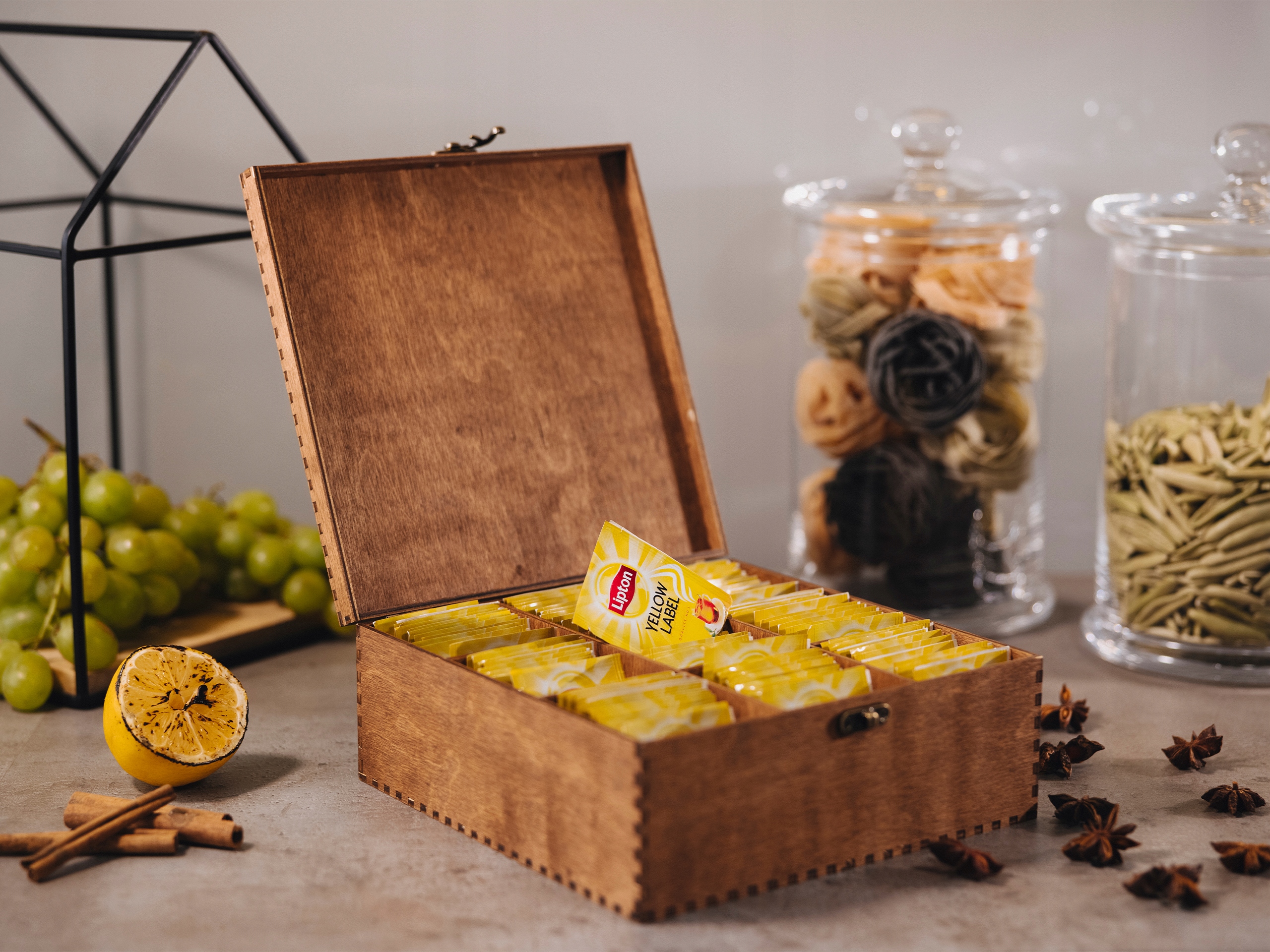 POJEMNIK DREWNIANY NA HERBATĘ teak 9 przegród Rodzaj na kawę i herbatę