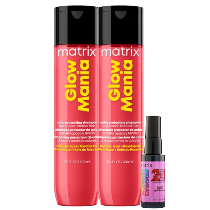 Matrix Glow Mania šampon pro barvené vlasy 2x300 ml sada Dárek