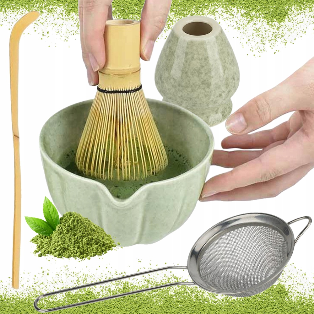 Zestaw Pędzel Do Herbaty Podstawka Pod Chasen Do Matchy Ceramiczna 5 w 1