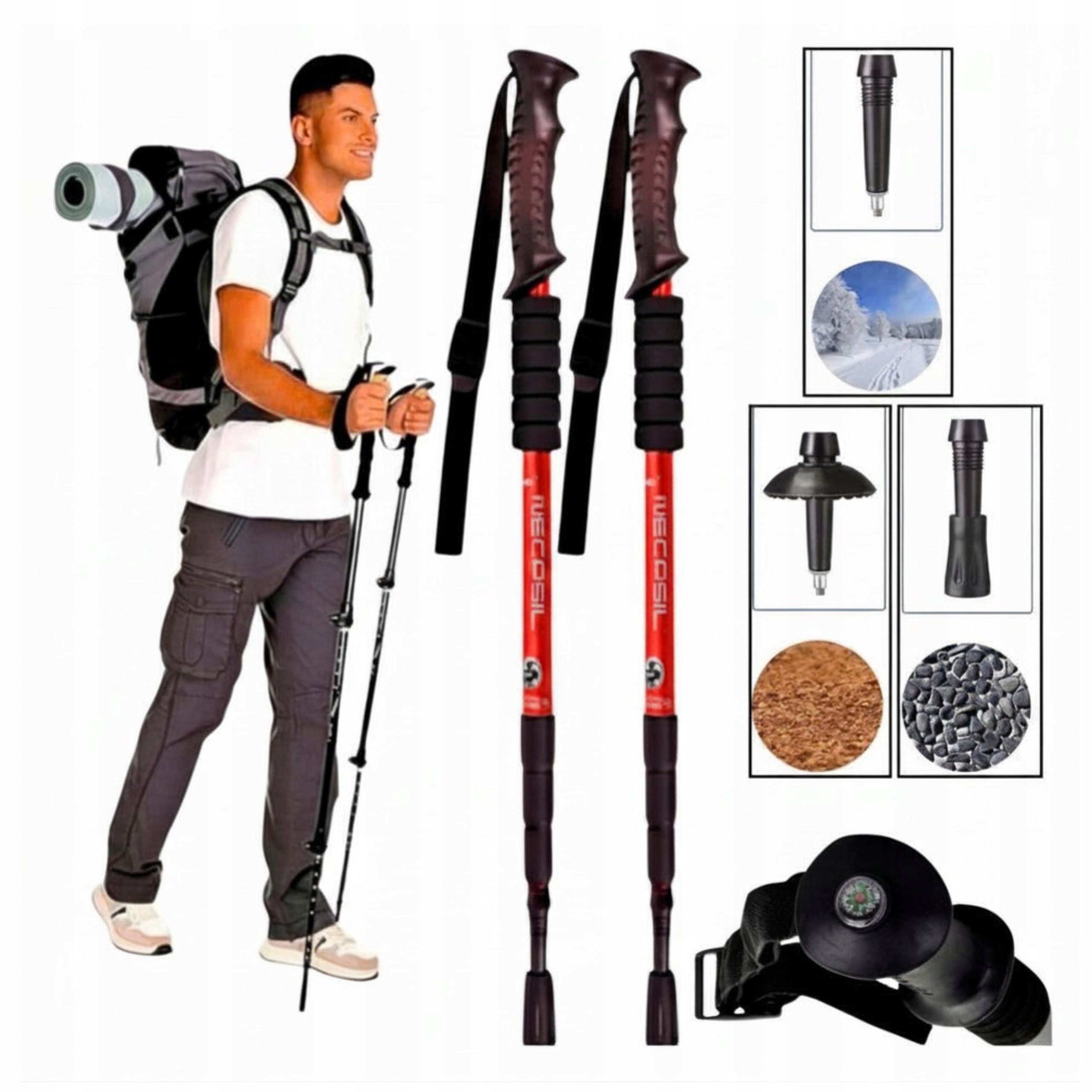Kijki Do Chodzenia Nordic Walking Kije Trekkingowe Składane Zestaw