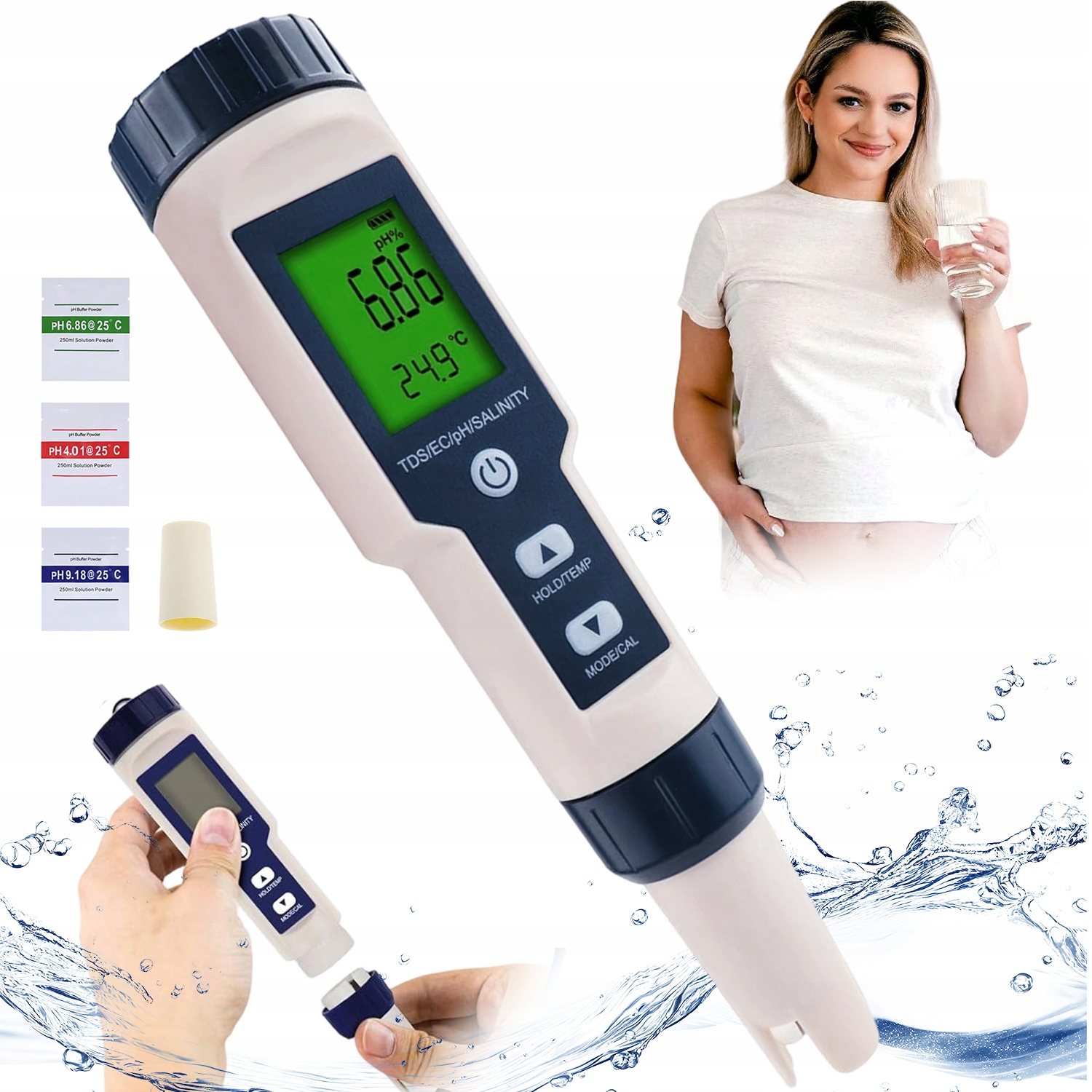 Levně Elektronický Přesný Tester Vody 5 V 1 Do Bazénu Lázeňské Akvárium