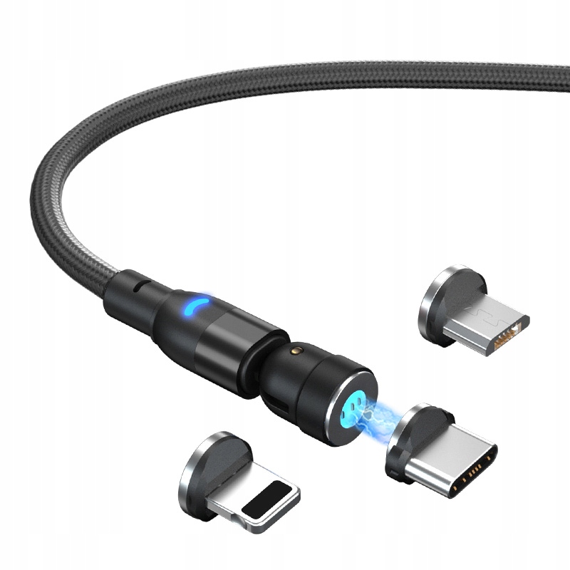 

Kabel Magnetyczny 540st 3A Fast Charge 3 Adaptery