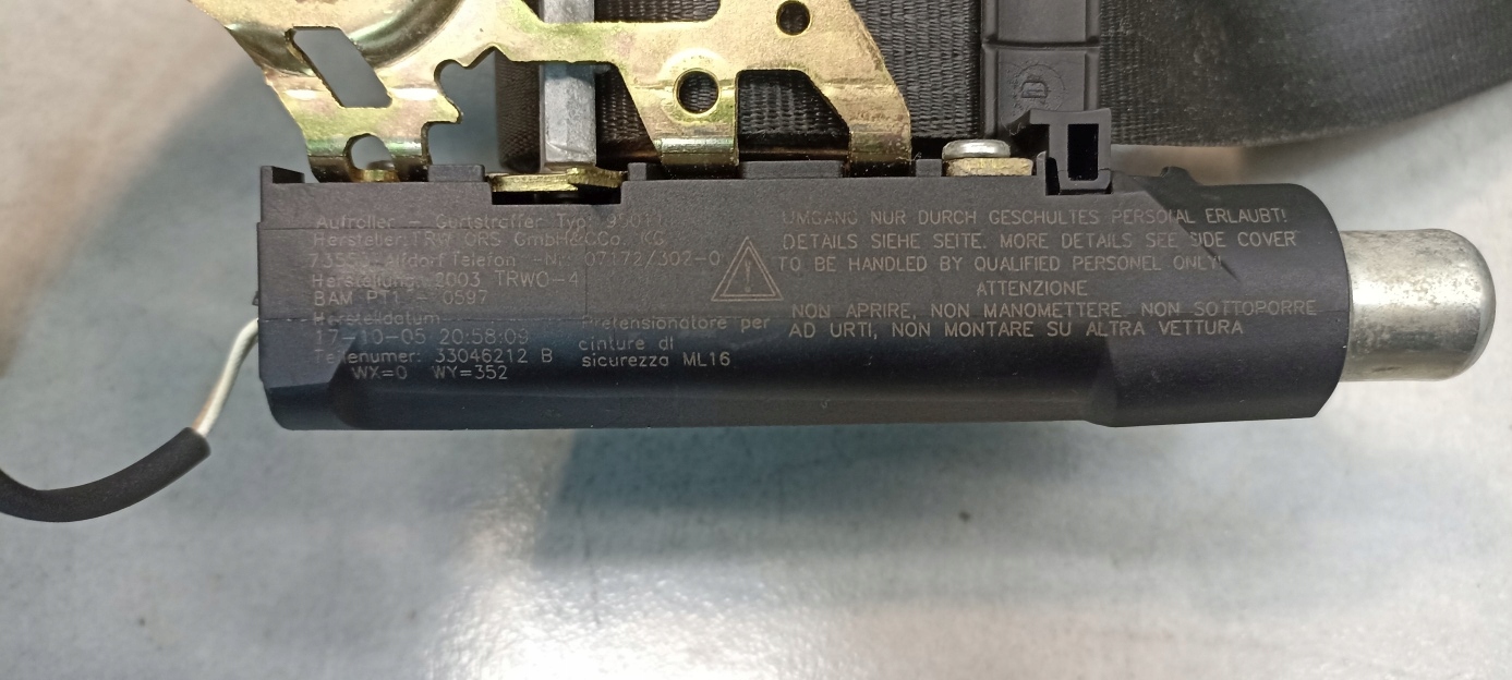 tension belt safety right front FIAT PANDA II
