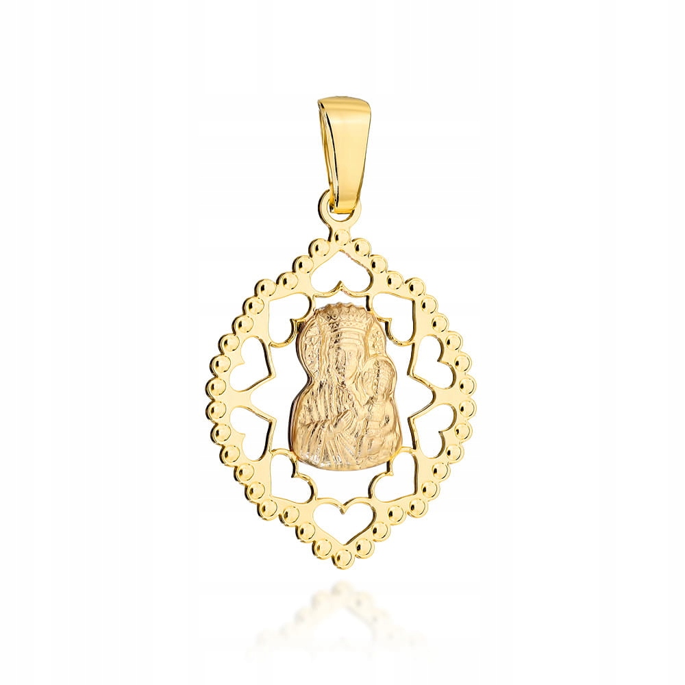 Zlatá medaile 585 14k Panna Maria Čenstochovská v Azurové vazbě 1.06