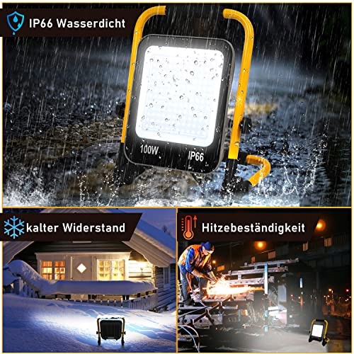 IKODM LED Reflektor 100W Przenośna Lampa Robocza 10000LM 6000K IP66 — miniatura 6