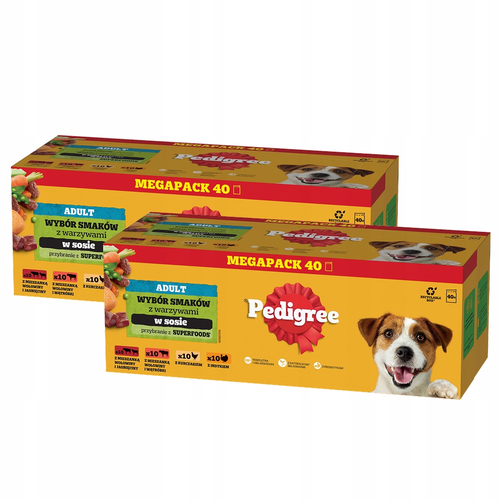 Zestaw 2X Pedigree Wybór Smaków Z Warzywami W Sosie Saszetki 40X100G
