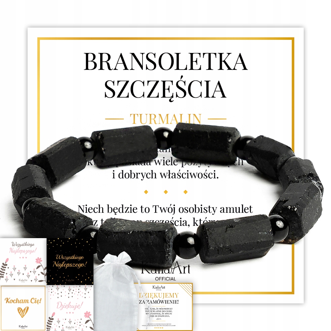 Náramek černý turmalín z přírodních kamenů – velké kameny na gumičce