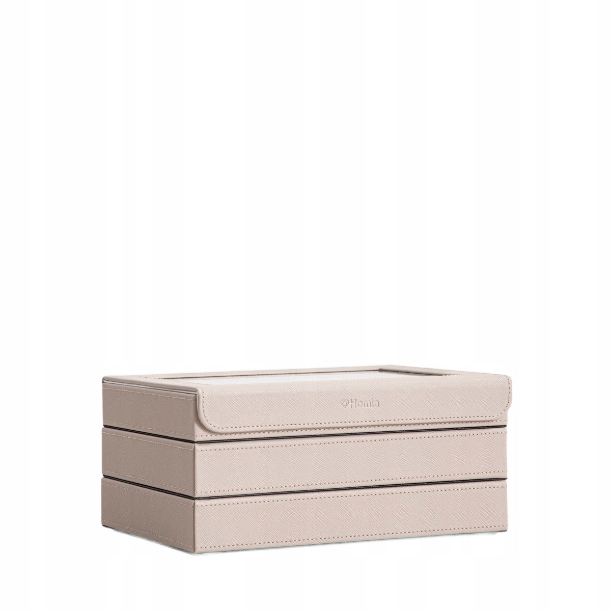 Šperkovnice na bižuterii Ammra tříúrovňová béžová 25,3x18,2x11,4 cm Homla