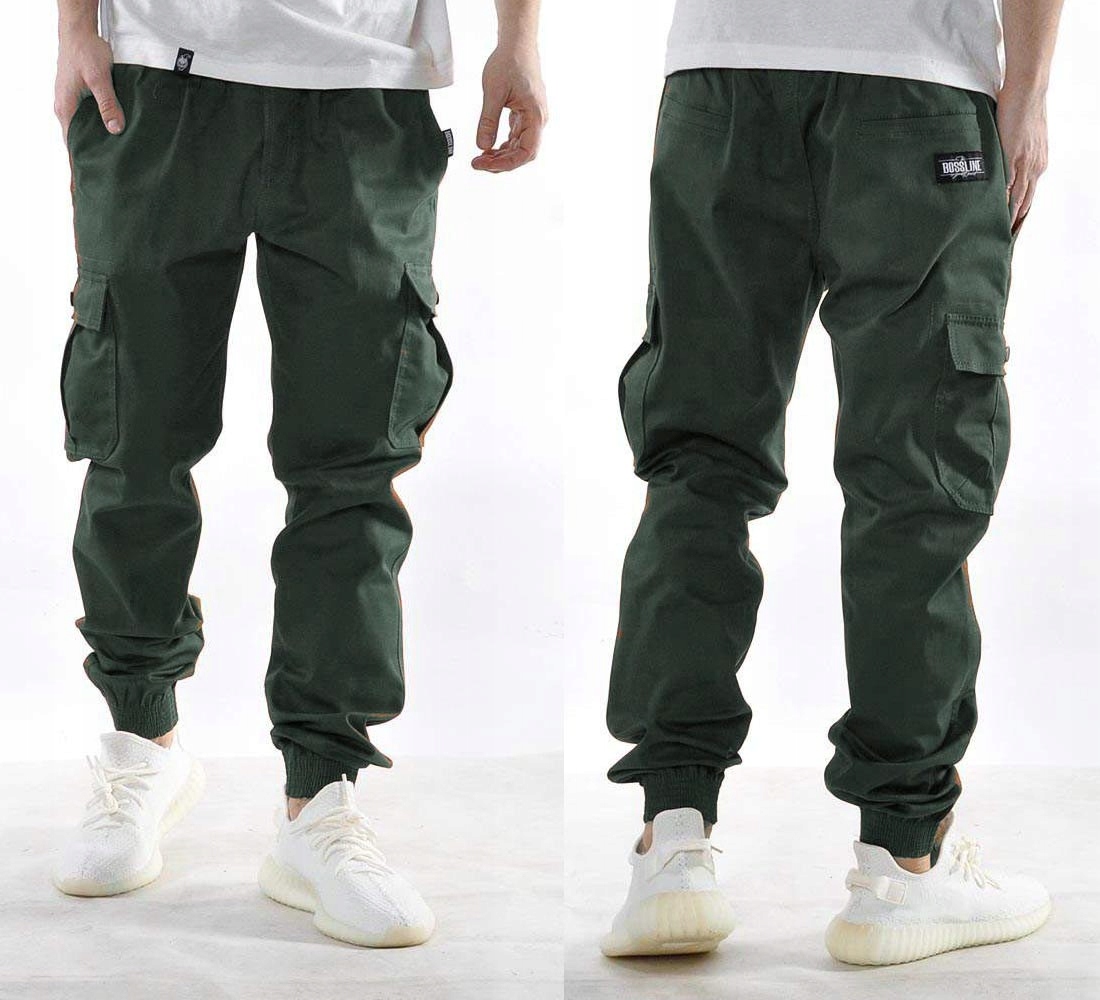 Spodnie M Bossline Cargo Joggery zielone polskie bojówki luźne baggy