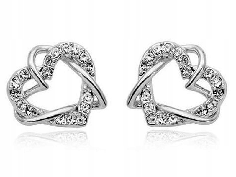 

Srebrne delikatne kolczyki z cyrkoniami serduszka