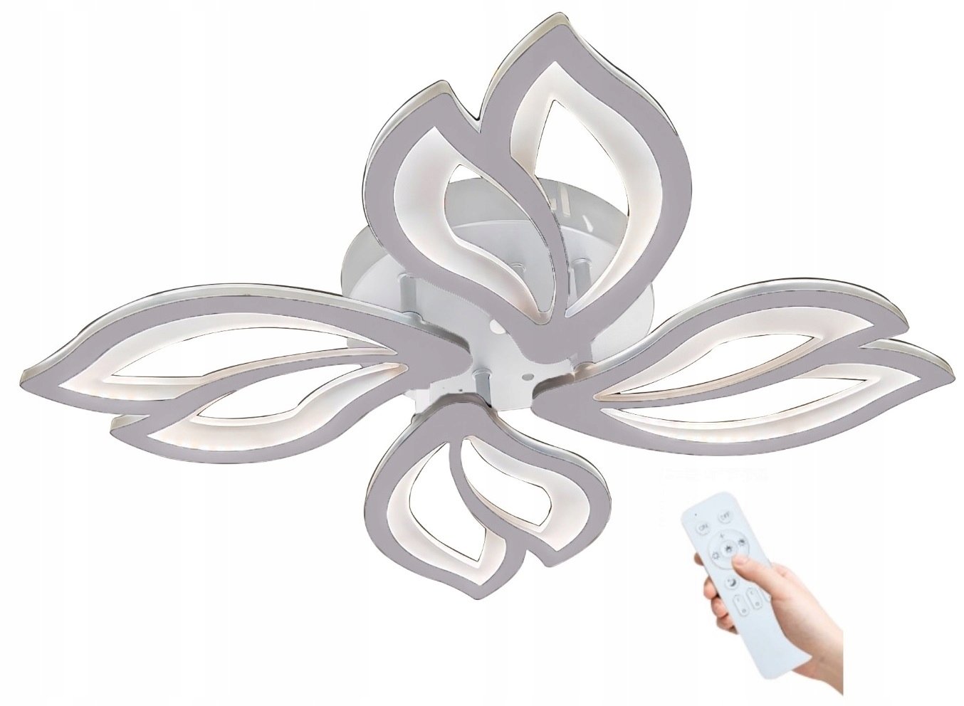 Lampa Led Plafon Sufit Żyrandol 50 W Pilot Kwiat 4 Punkty Biała