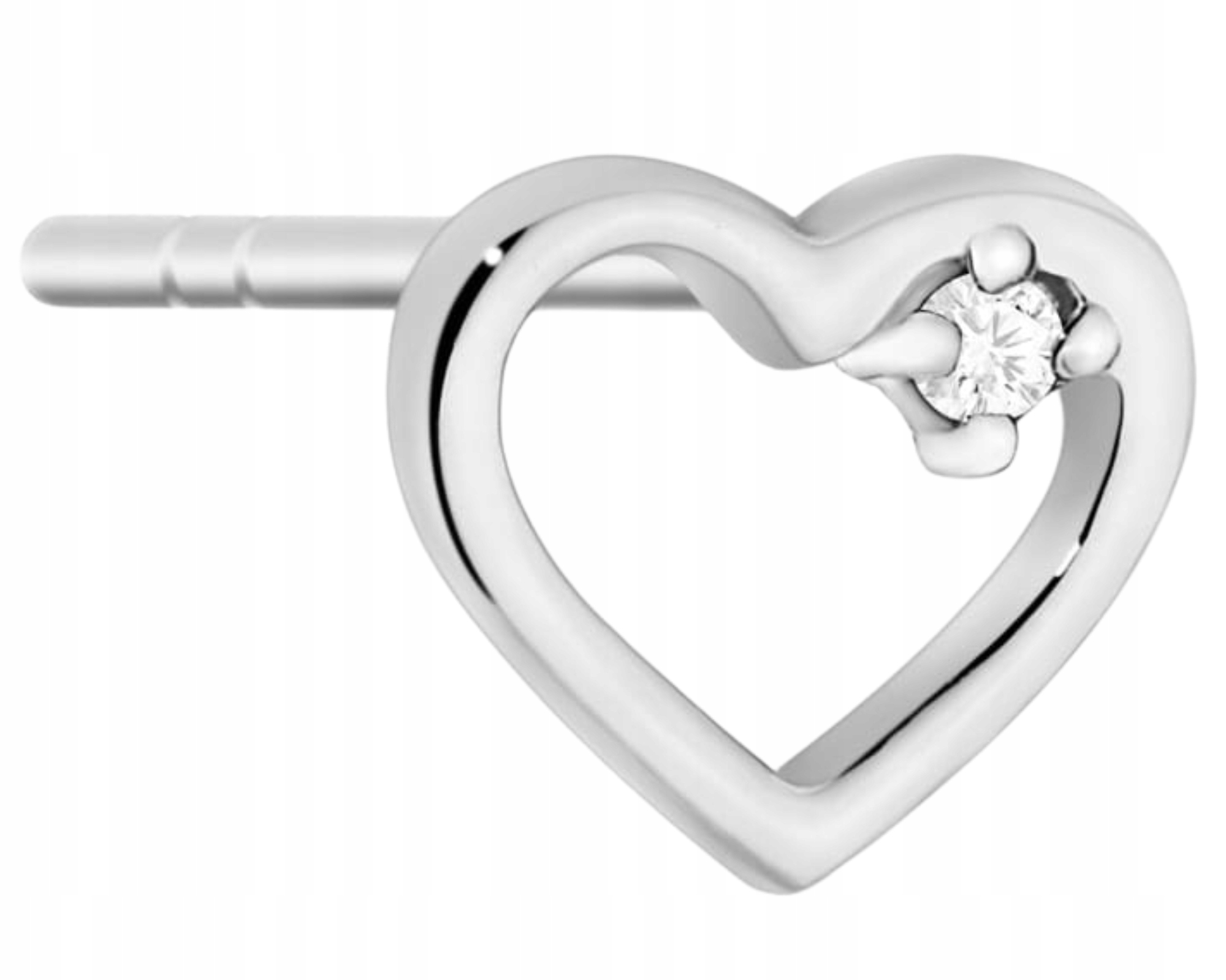 Bílé Zlato Náušnice Srdíčko Briliant 1 Kus Zlato 585 |dárek