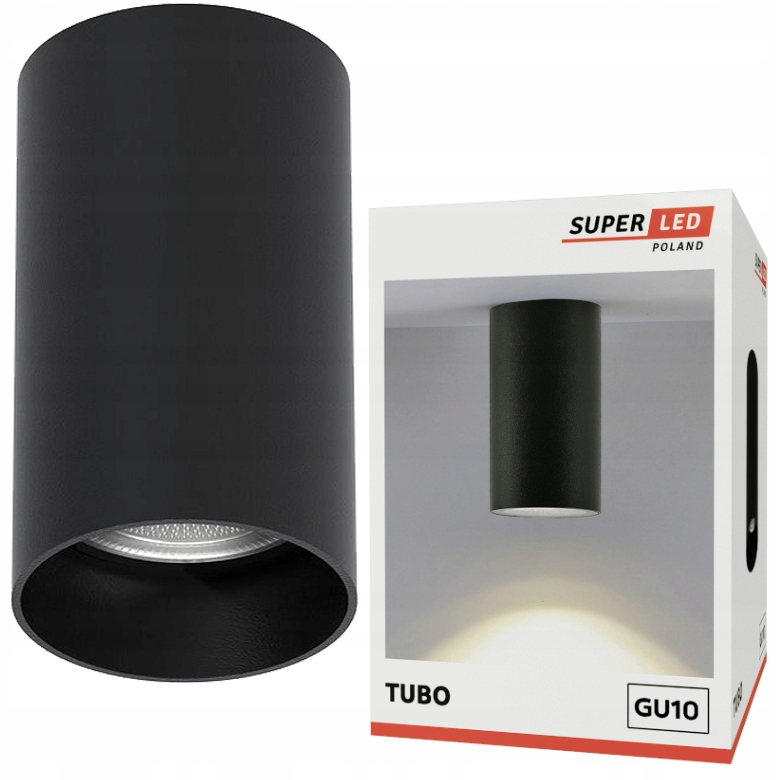 Oprawa Halogenowa Sufitowa Tuba LED GU10 Spot Lampa Natynk Czarna