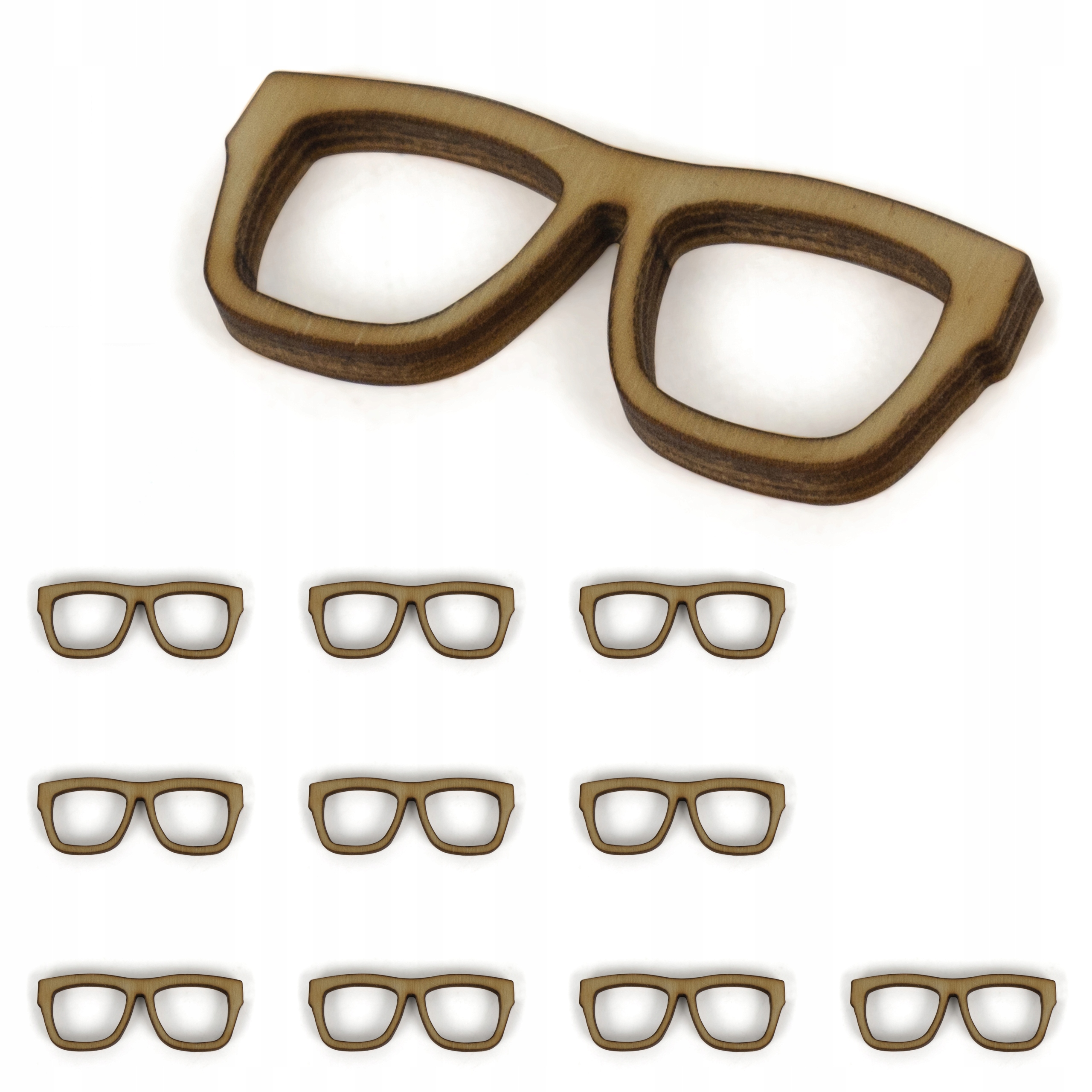 Drewniane OKULARY sklejka scrapki decoupage dekor ozdoba 4 cm 10 szt.