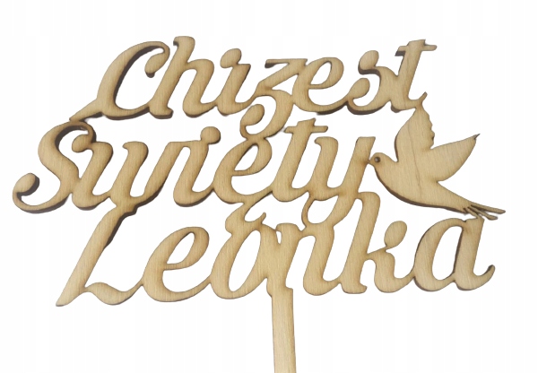 

Topper Na Tort Chrzest Ślub Urodziny Dowolny Napis