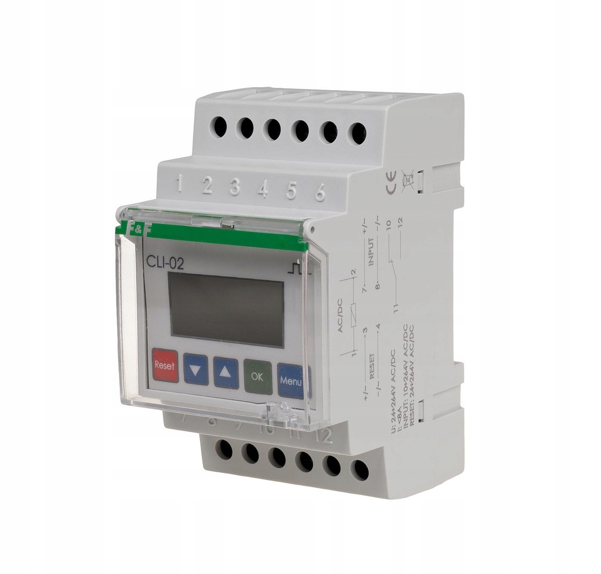 Počítadlo impulsů CLI-02 Počítadlo impulsů napájení 24-264 V Ac/dc 3 moduly