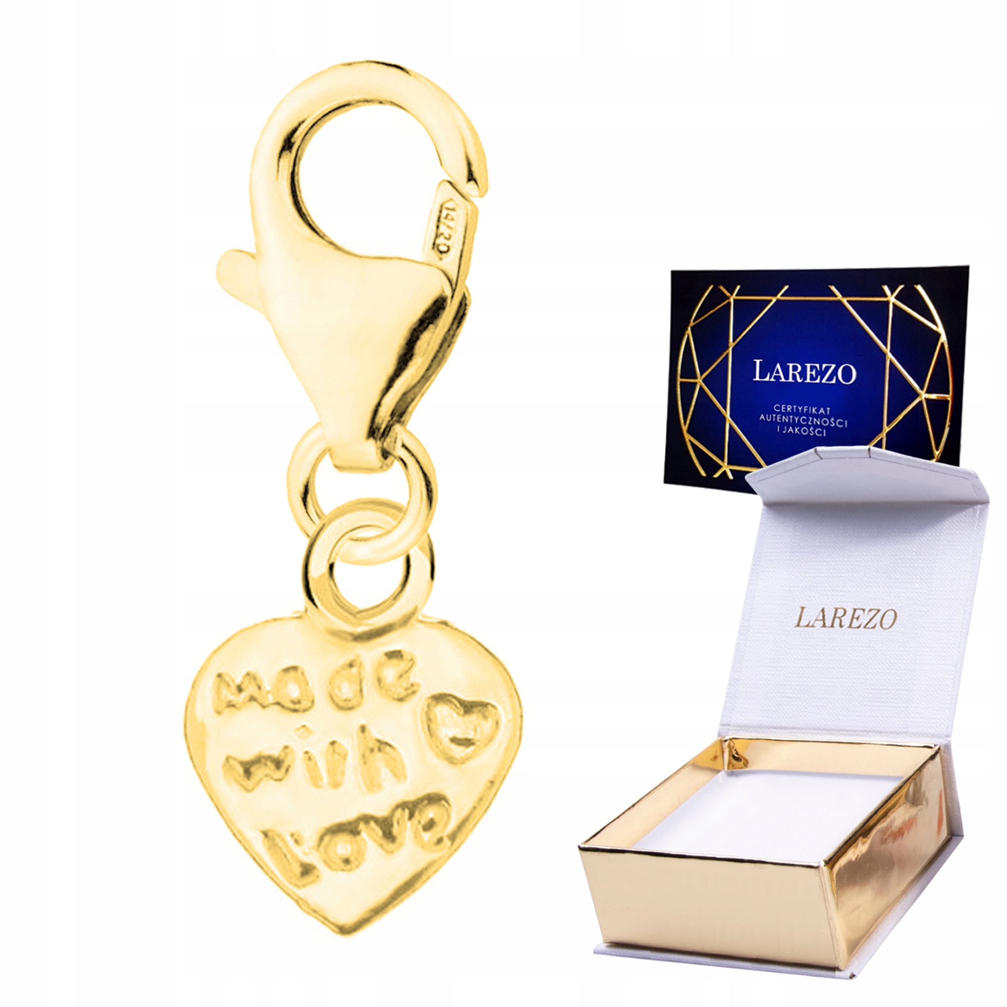 Přívěsek Zlatý Závěsné srdce Srdíčko Láska s nápisem Love Stříbro 925