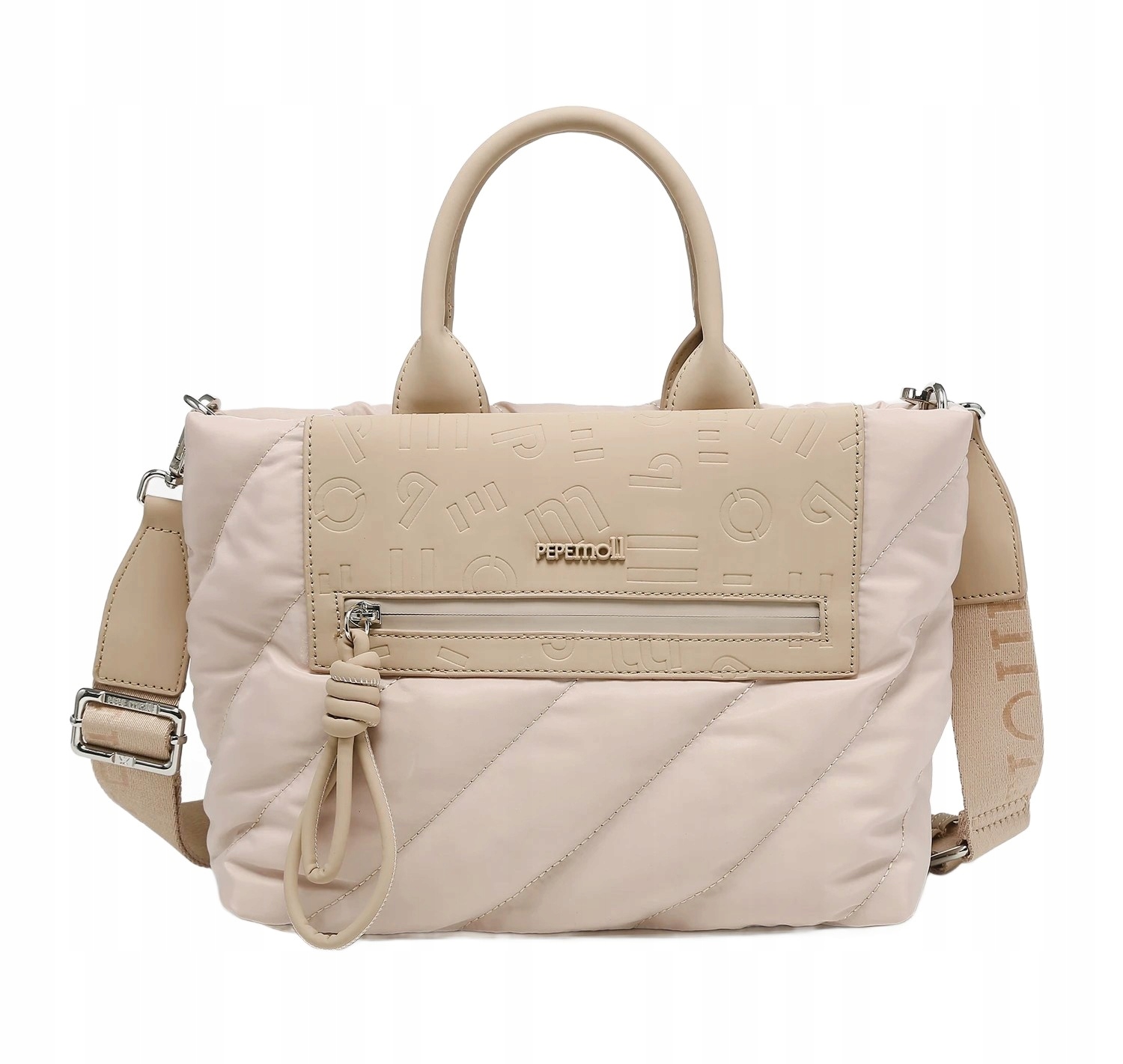 Béžová dámská kabelka kufřík s prošíváním Pepe Moll 261100
