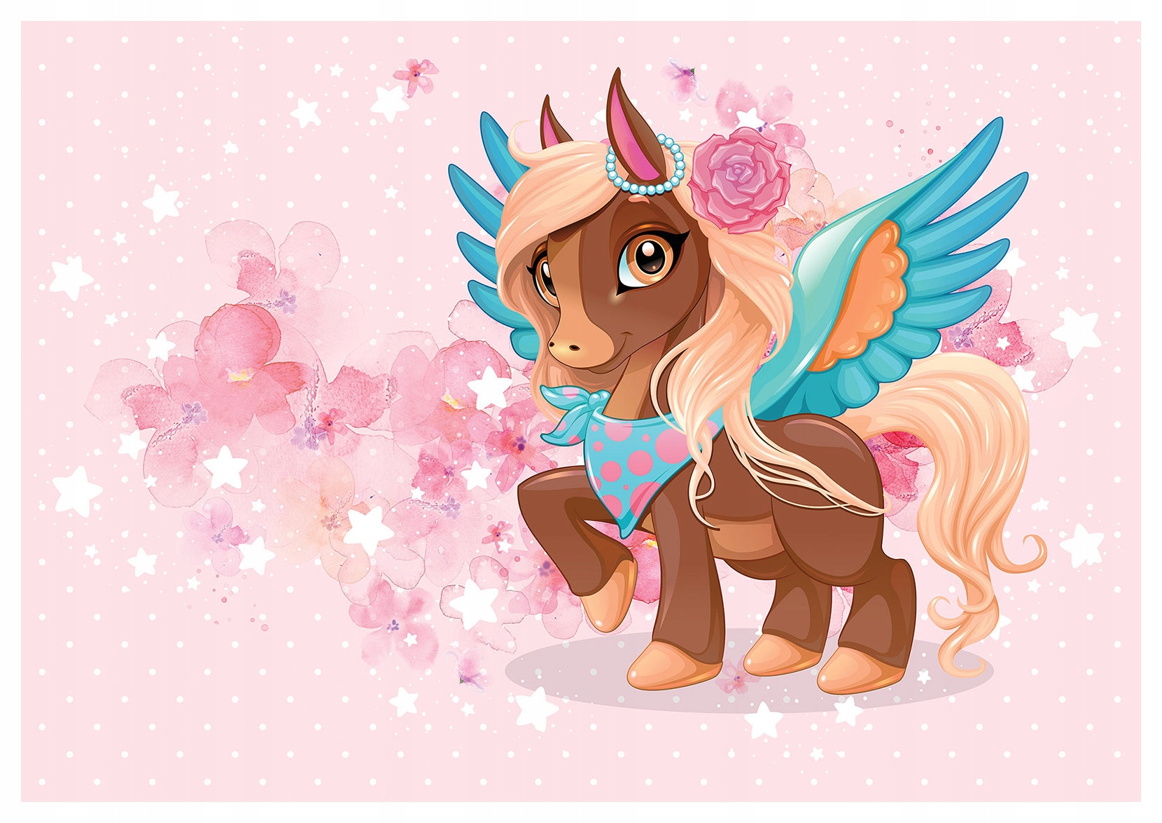 Fototapeta vliesový poník Pegas v kvetoch do detskej izby 416x254 lepidlo