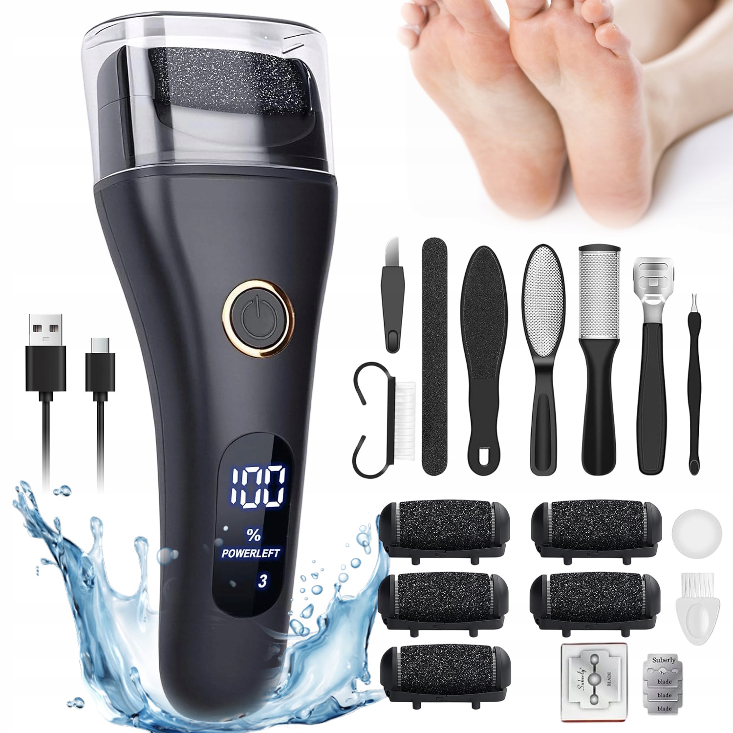 Elektrická Bruska Na Nohy Usb Nabíjecí IPX7 3 Hodiny Provozu