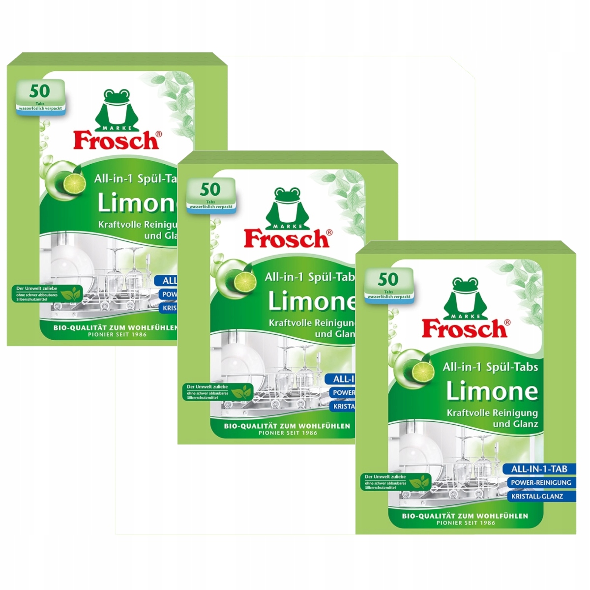 Levně Tablety do myčky Frosch All in One Tabs Lime XL 3x 50 Ks