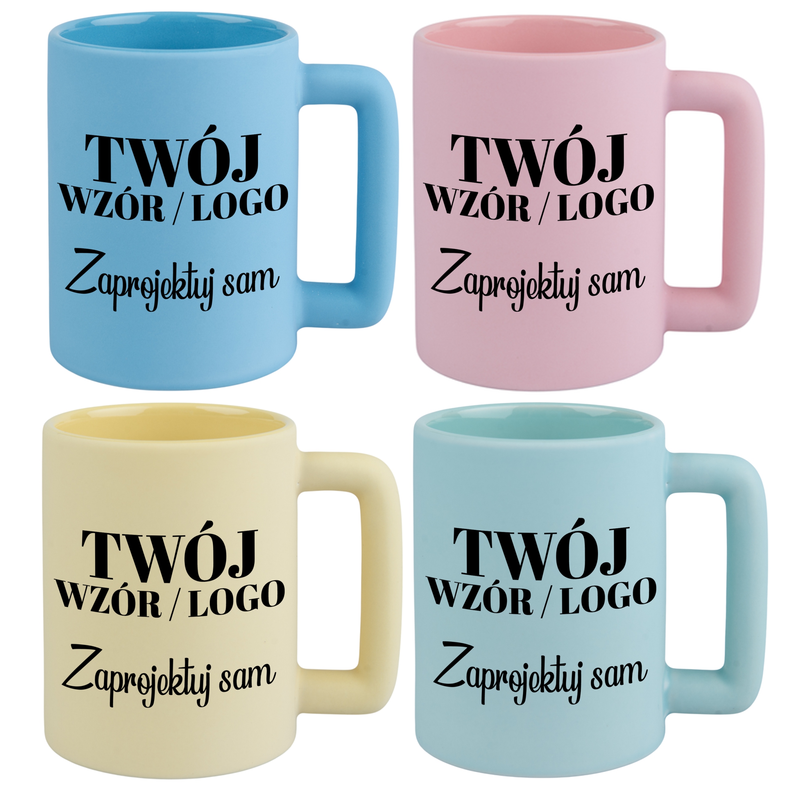 Sada 4 Ks XXL Hrnek Vaše Logo Vzor Reklamní Text Dárek