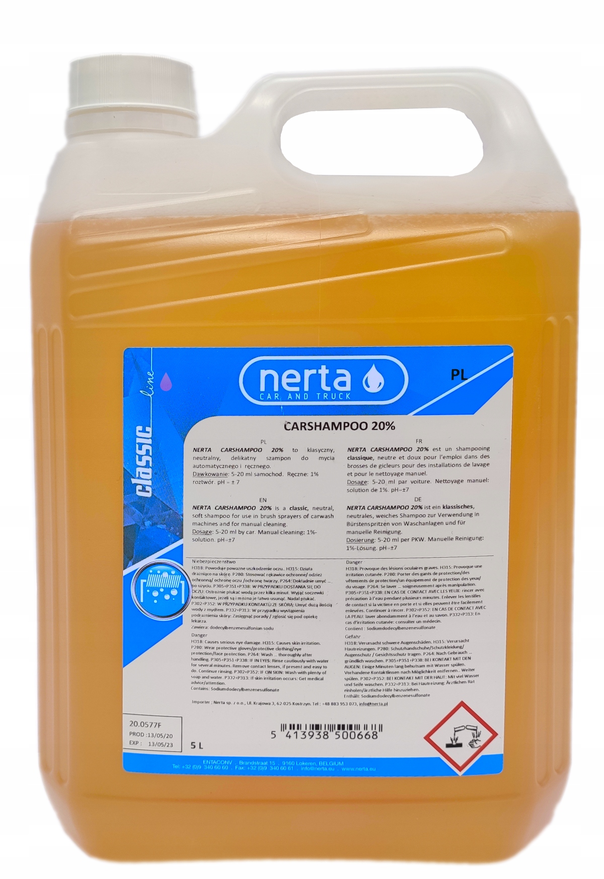

Nerta Carshampoo 20% szampon samochodowy 5L