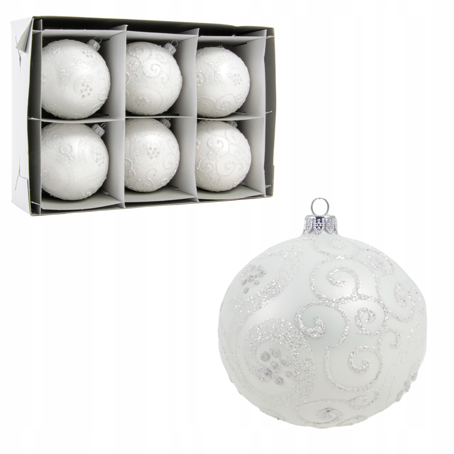 

Szklane bombki choinkowe esy z kwiatem 8 cm 6szt