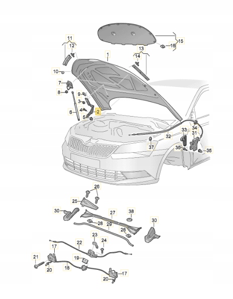 ZAWIAS MASKI LEWY PRAWY SUPERB III 3V LIFT 19