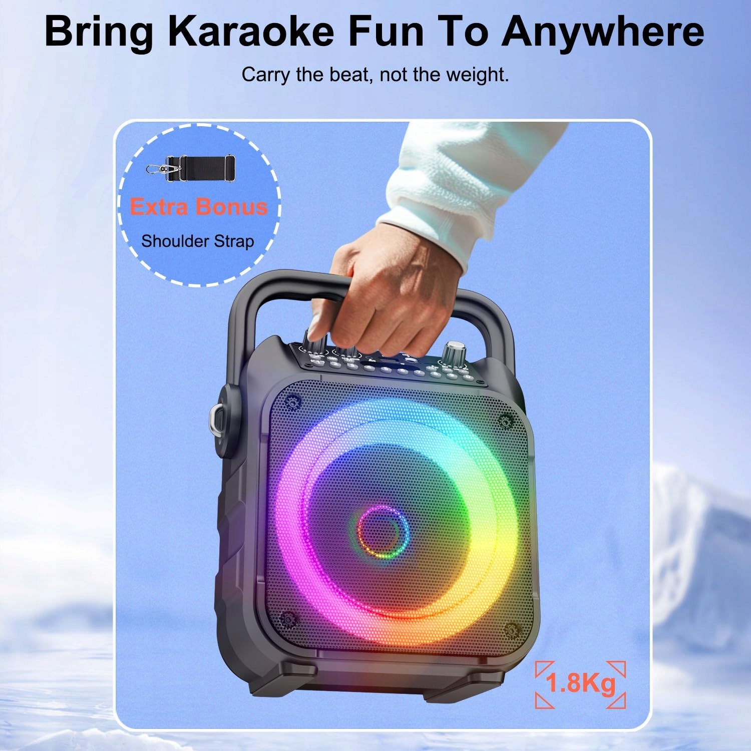 SINGINGMATE Przenośny Głośnik Bluetooth Karaoke Z Mikrofonami LED — miniatura 7