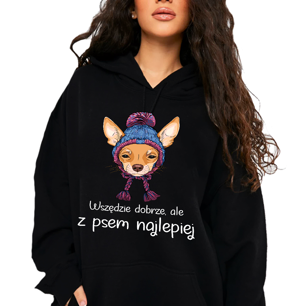 Mikina Černá Kapuce jako Dárek pro psa se psem Nejlépe XXL