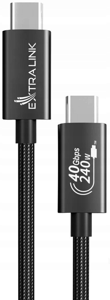 Extralink Smart Life Usb Type- C to Type- C Cable Braided Czarny Kabel C