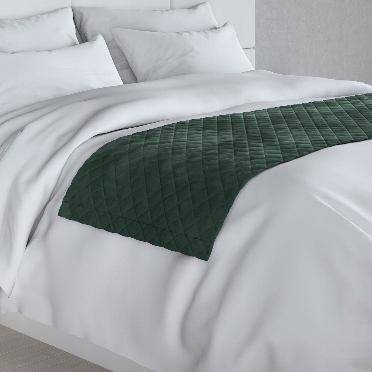 Dekoria Hotelová přehozová deka Velvet 60x200 cm, odstíny zelené