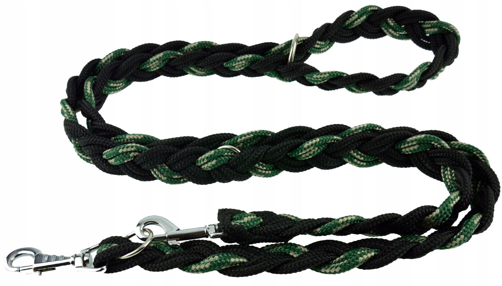 Champion Smycz dla Dużego Psa 2.5m Regulowana Warkocz Czarna Zielona