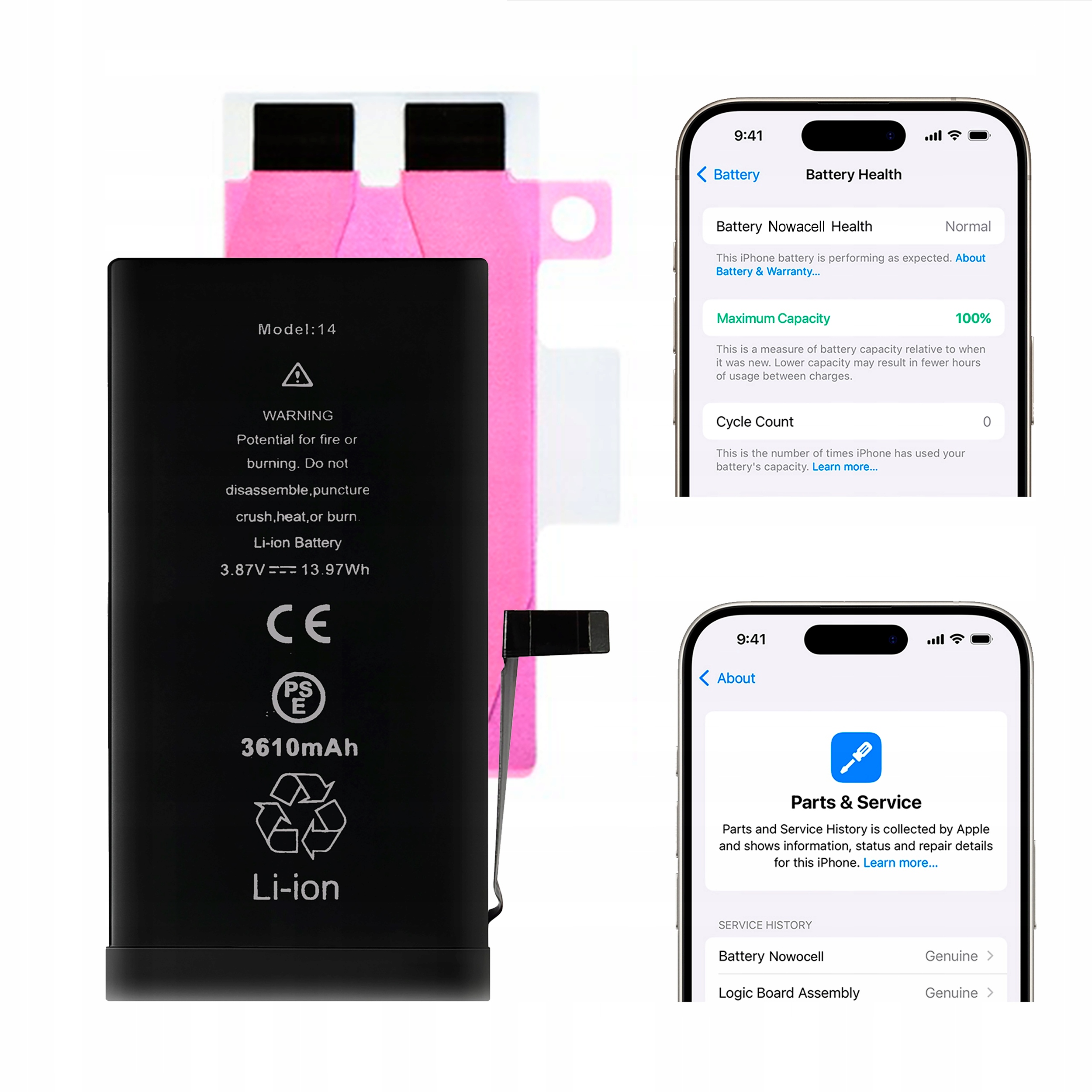 Bateria do iPhone 14 Bez komunikatu 3500 mAh Większa pojemność Nowacell