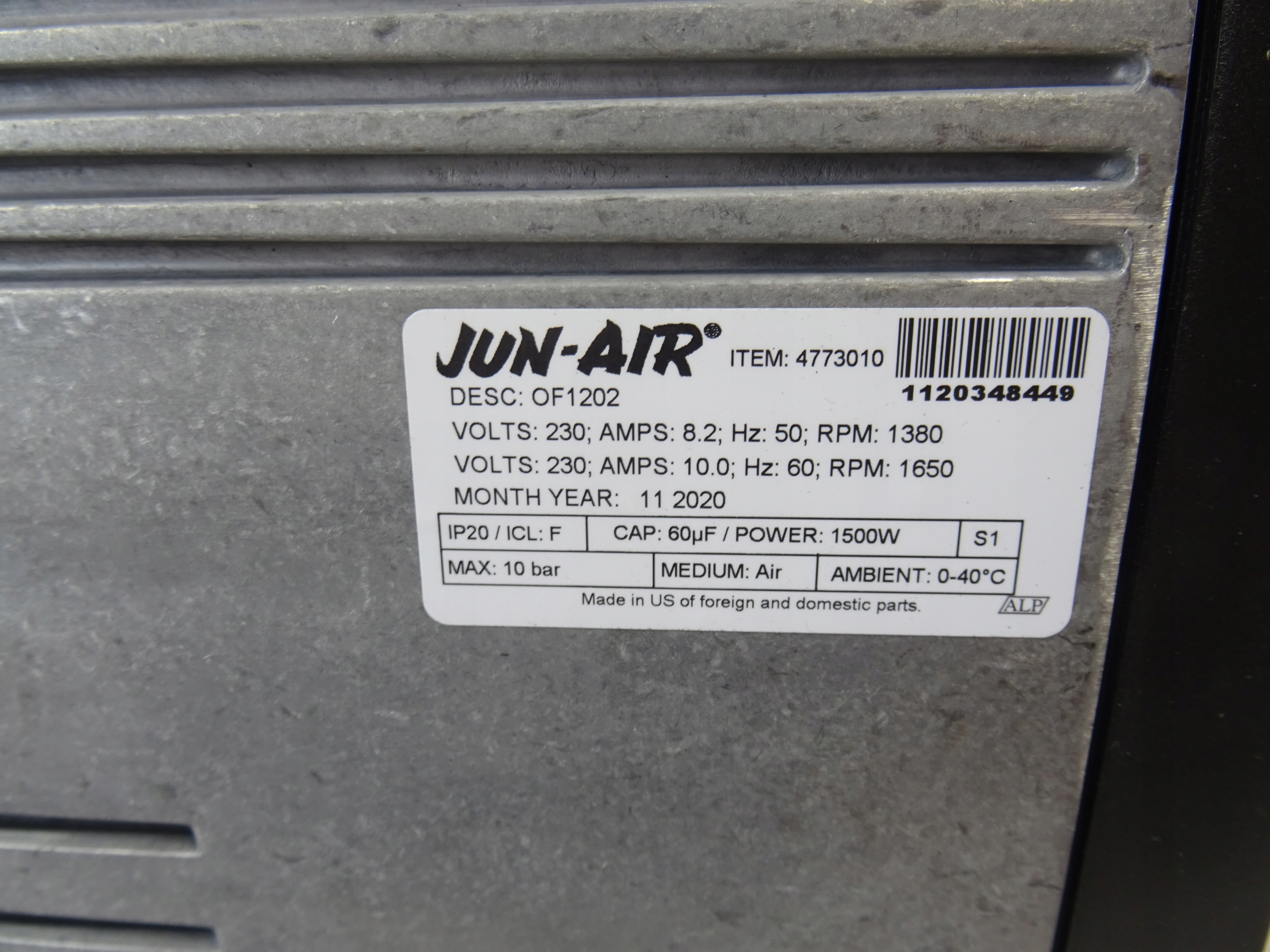 Kompresor Jun-Air OF1202 Zasilanie sieciowe