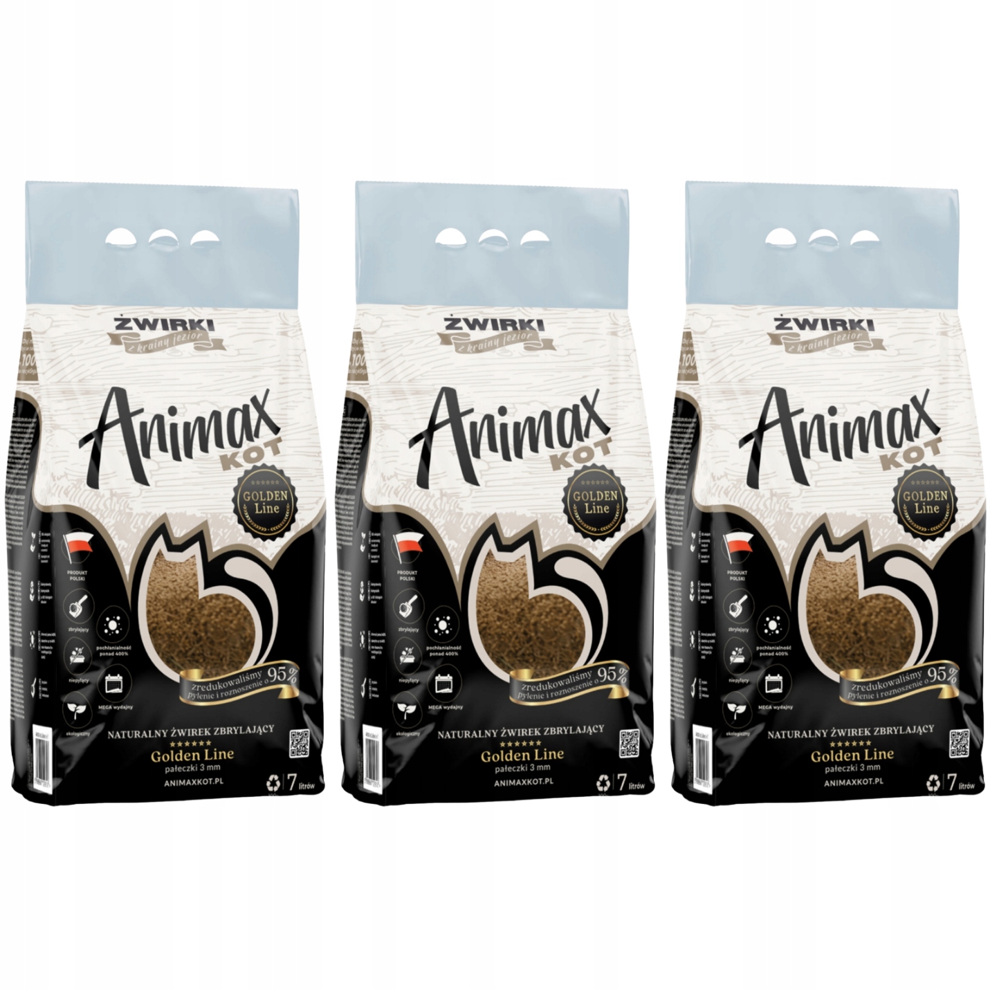 Levně Animax stelivo stelivo pro kočky pelety tyčinky 3 mm 7 l x 3 kusy