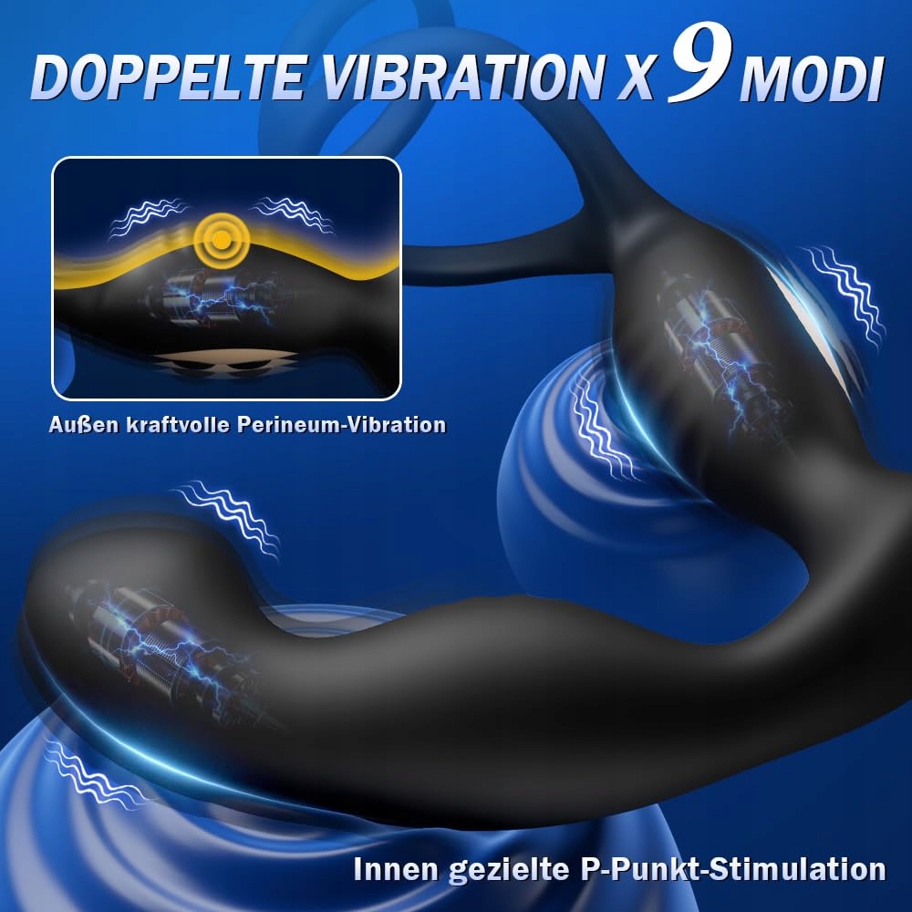PROSTATA Stymulator 9 Trybów Rotacji i Wibracji Analplug Z Pierścieniem — miniatura 4
