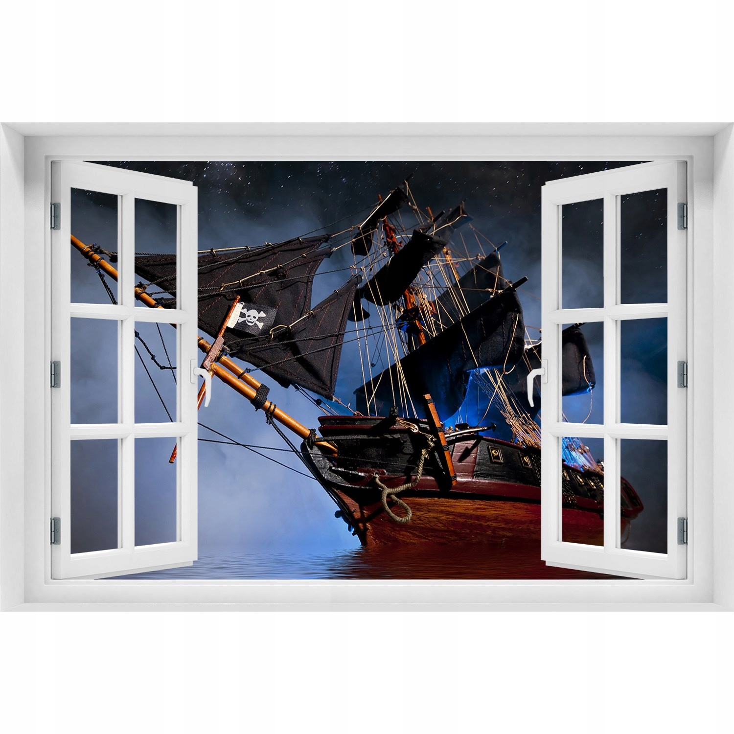 

3D Okno Naklejka na ścianę Piracki statek 120x80