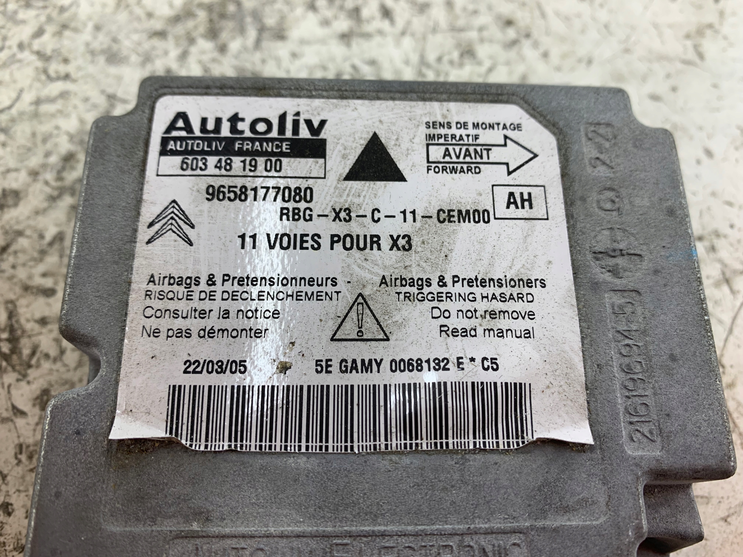 CITROEN C5 e LIFT SENSOR airbag modulo 9658177080