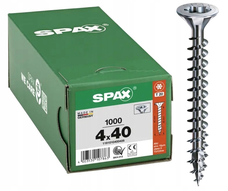 Šroub Do Dřeva 1000 Ks 4.0*40 MM Wirox Spax