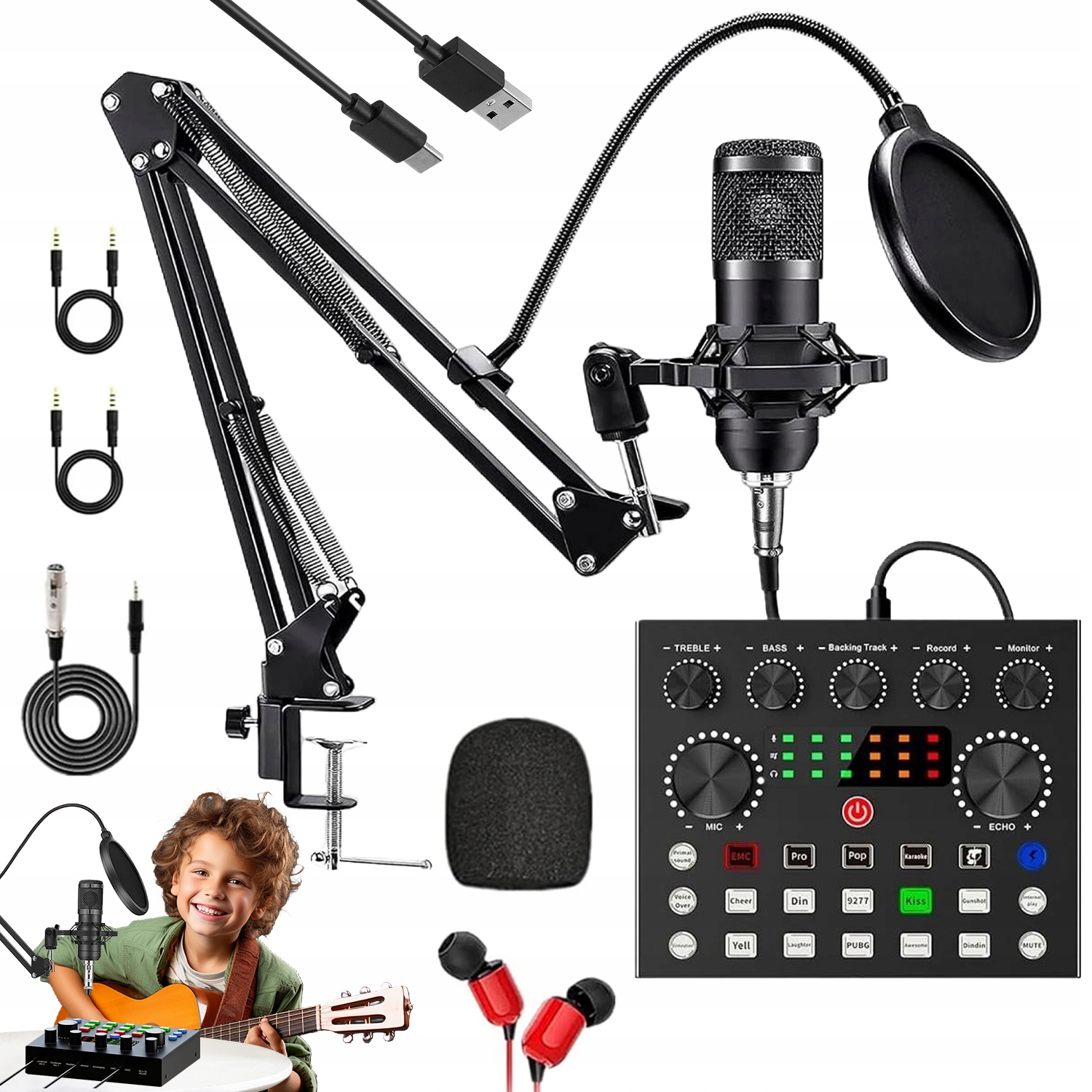 Sada Usb Mikrofonů Pro Podcasty Streamování A Nahrávání, Profesionální Sada