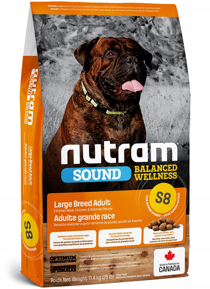 Levně Nutram S8 Sound Adult Large Breed 11,4kg Holistické krmivo pro dospělé psy velkých plemen